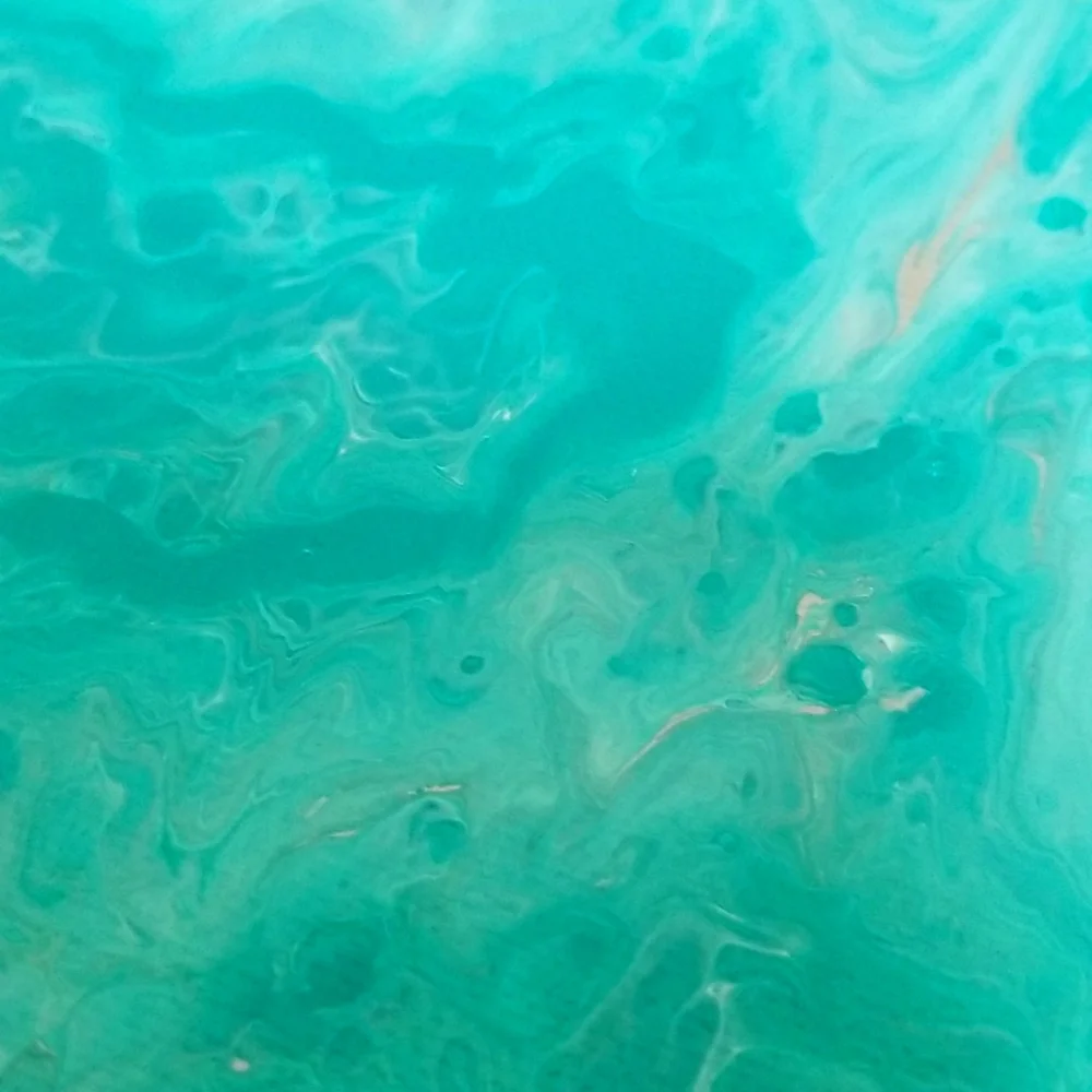 5×7 Teal White and Silver Marble Painting